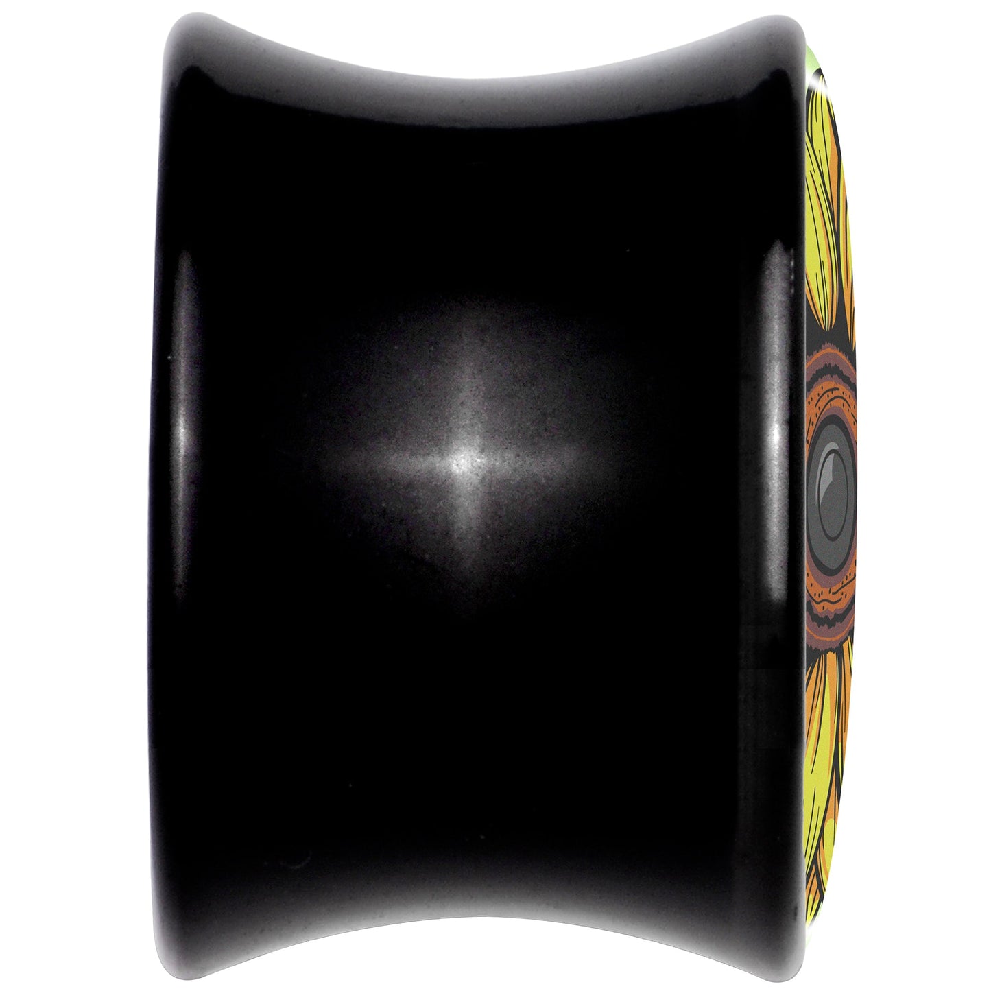 Blossom Creation Yellow Sunflower Black Acrylic Saddle Plug Set by Onyx O