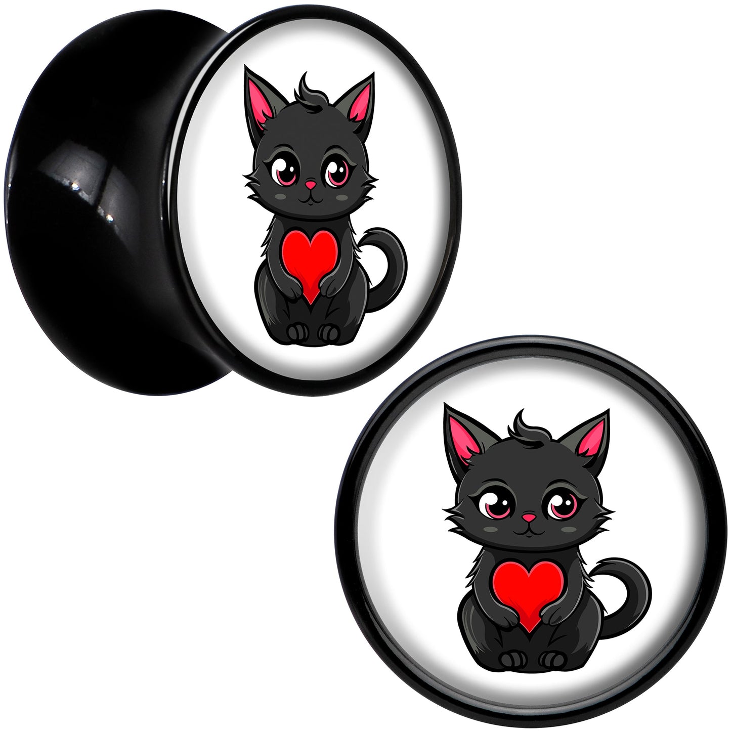 Valentine Cat Black Acrylic Saddle Plug Set by Onyx O