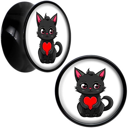 Valentine Cat Black Acrylic Saddle Plug Set by Onyx O