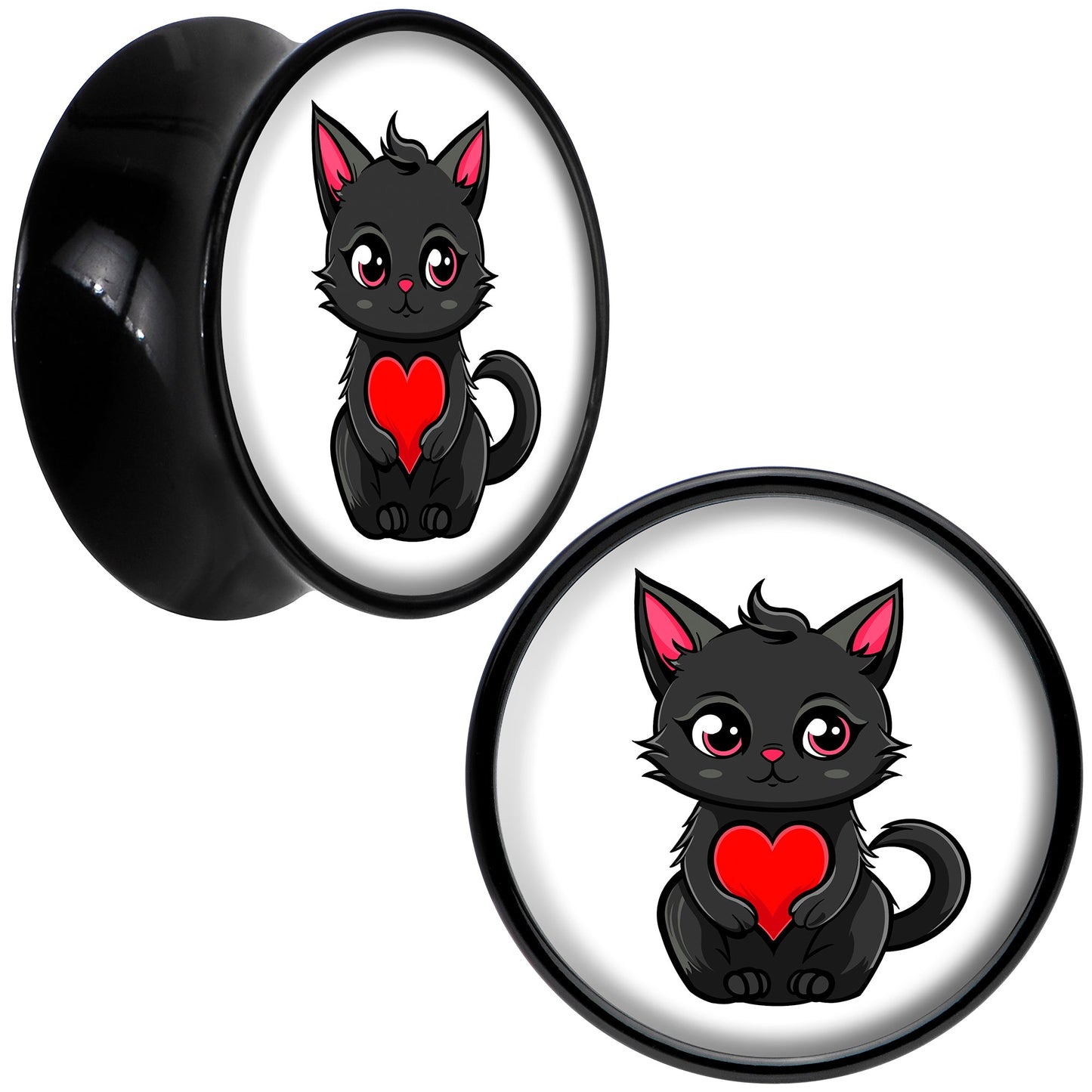 Valentine Cat Black Acrylic Saddle Plug Set by Onyx O