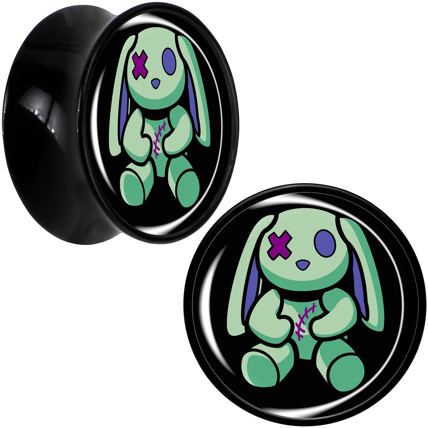 Zombie Bunny Black Acrylic Saddle Plug Set by Onyx O