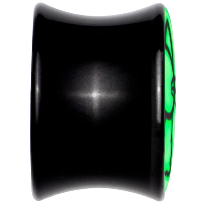 Glow in the Dark Kitty Cat Black Acrylic Saddle Plug Set 8mm to 20mm by Onyx O