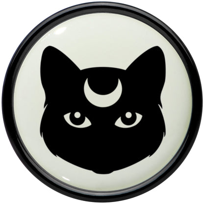 Glow in the Dark Mystic Kitty Cat Black Acrylic Saddle Plug Set by Onyx O