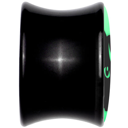 Glow in the Dark Mystic Kitty Cat Black Acrylic Saddle Plug Set by Onyx O