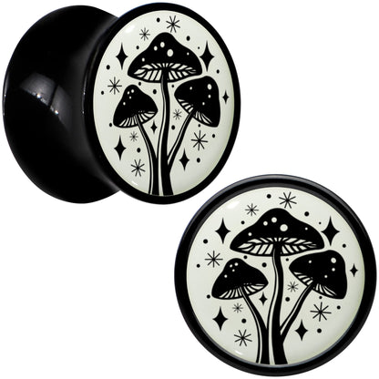Glow in the Dark Mystic Mushroom Black Acrylic Saddle Plug Set by Onyx O