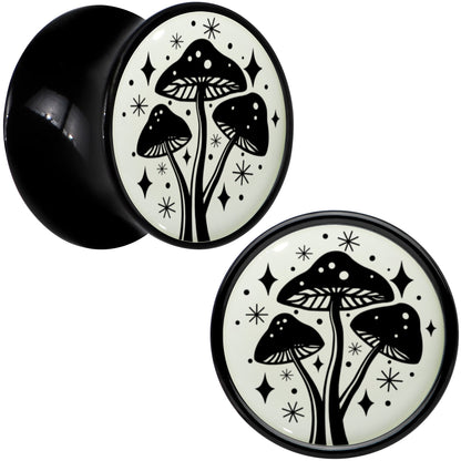 Glow in the Dark Mystic Mushroom Black Acrylic Saddle Plug Set by Onyx O