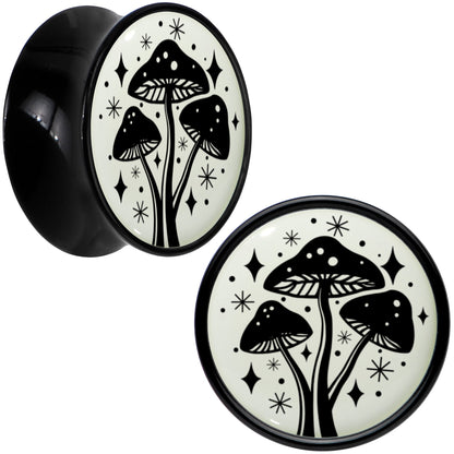 Glow in the Dark Mystic Mushroom Black Acrylic Saddle Plug Set by Onyx O