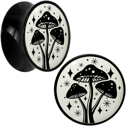 Glow in the Dark Mystic Mushroom Black Acrylic Saddle Plug Set by Onyx O