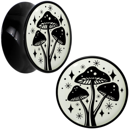 Glow in the Dark Mystic Mushroom Black Acrylic Saddle Plug Set by Onyx O