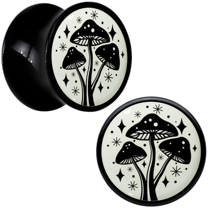 Glow in the Dark Mystic Mushroom Black Acrylic Saddle Plug Set by Onyx O