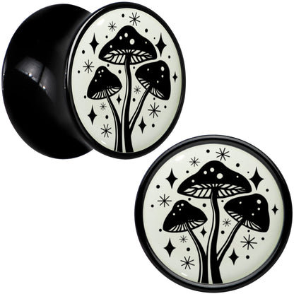 Glow in the Dark Mystic Mushroom Black Acrylic Saddle Plug Set by Onyx O