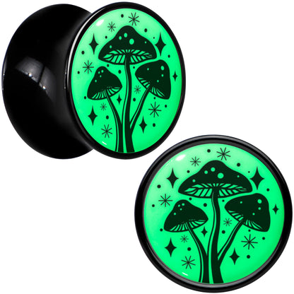 Glow in the Dark Mystic Mushroom Black Acrylic Saddle Plug Set by Onyx O