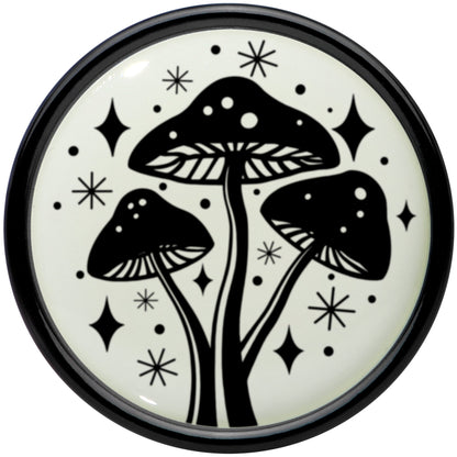 Glow in the Dark Mystic Mushroom Black Acrylic Saddle Plug Set by Onyx O