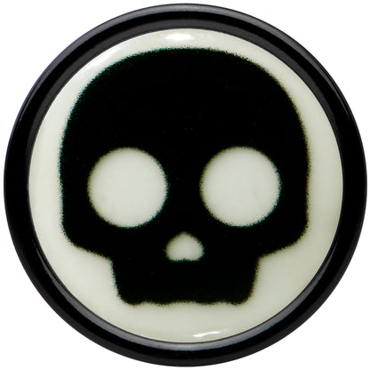 0G Glow in the Dark Simple Skull Black Acrylic Saddle Plug Set by Onyx O