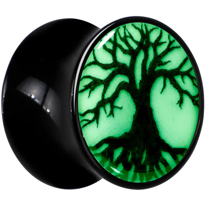 Black Acrylic Tree Of Life Glow in the Dark Double Flare Plug Set by Onyx O