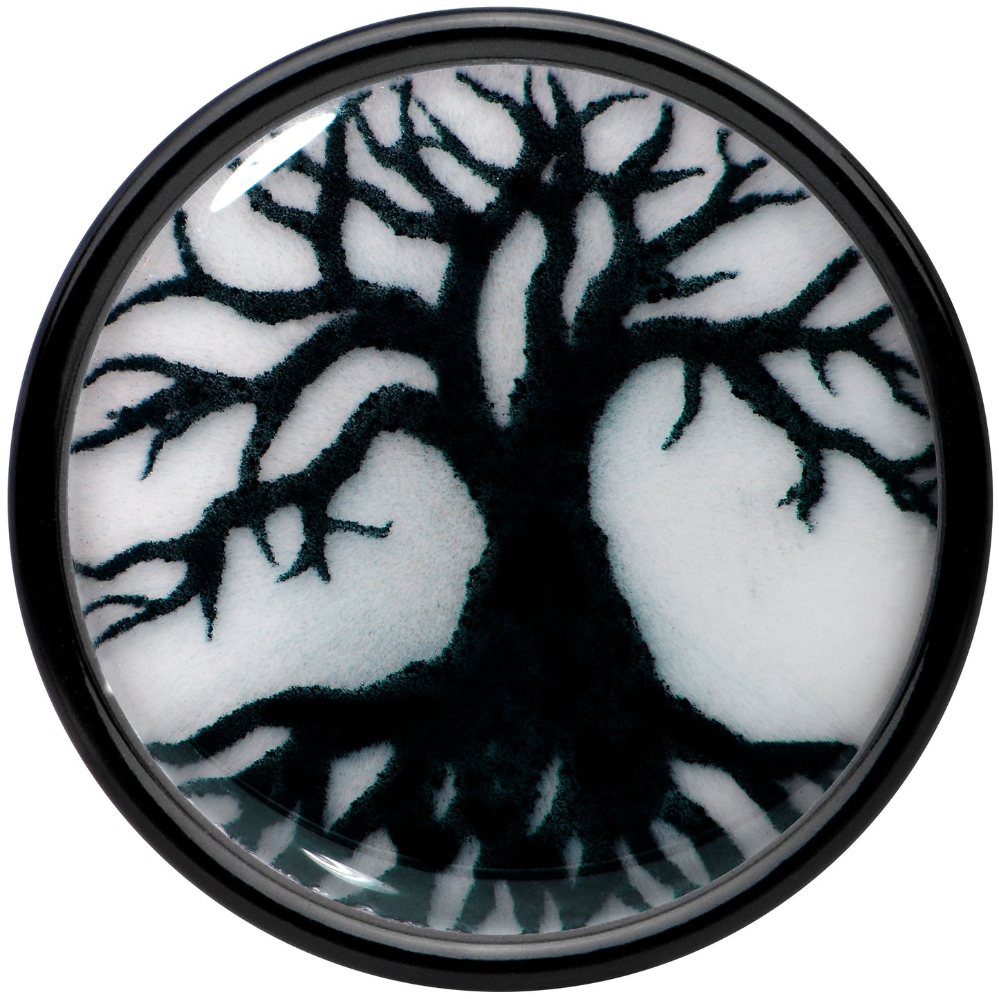 Black Acrylic Tree Of Life Glow in the Dark Double Flare Plug Set by Onyx O