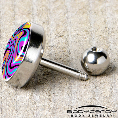 16G 1/4 Funky Swirls Cartilage Tragus Earring by Onyx O