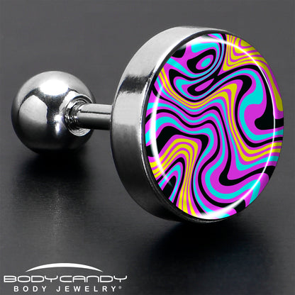 16G 1/4 Funky Swirls Cartilage Tragus Earring by Onyx O