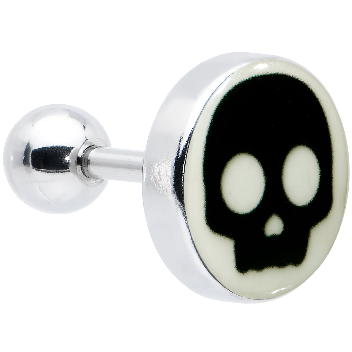 16G 1/4 Glow in the Dark Simple Skull Tragus Cartilage Earring by Onyx O