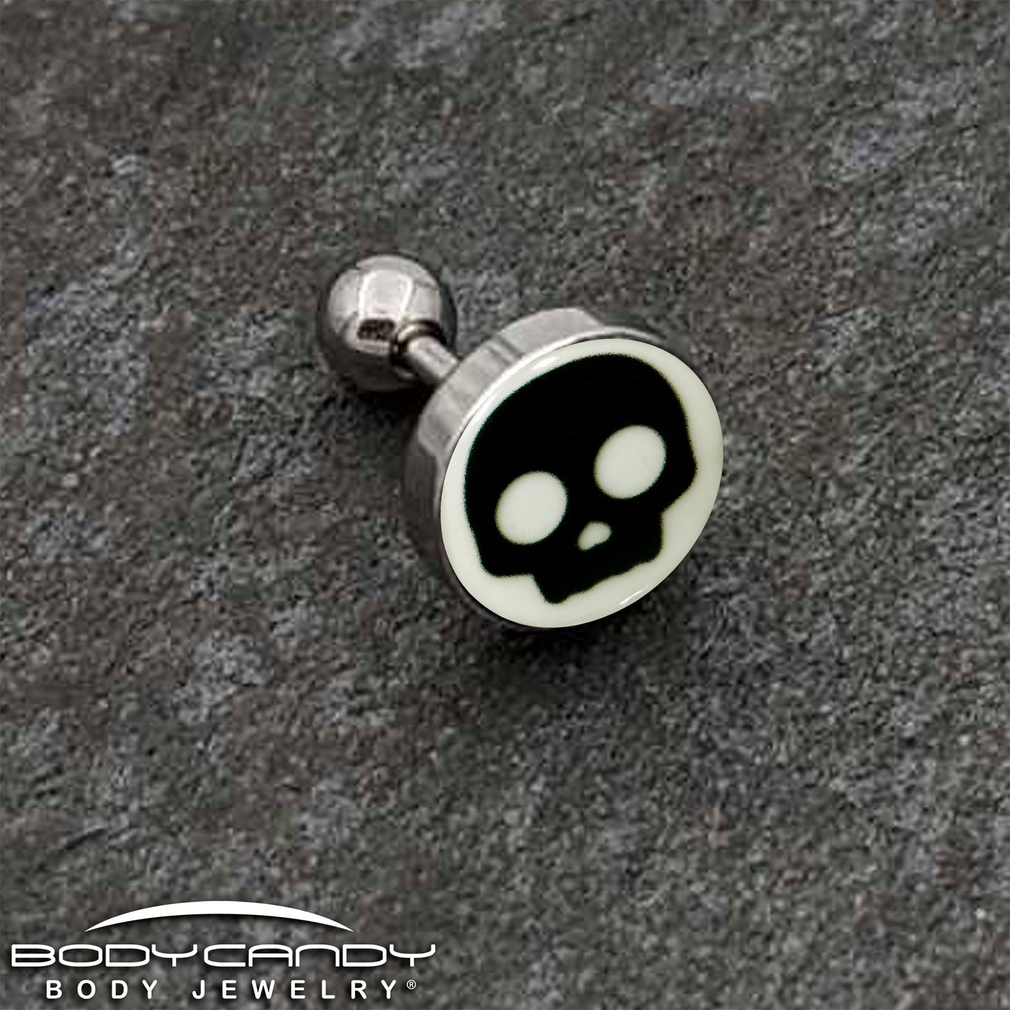 16G 1/4 Glow in the Dark Simple Skull Tragus Cartilage Earring by Onyx O