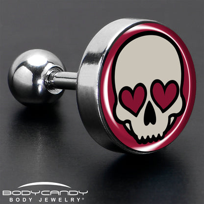 16G Valentine Heart Skull Tragus Cartilage Earring