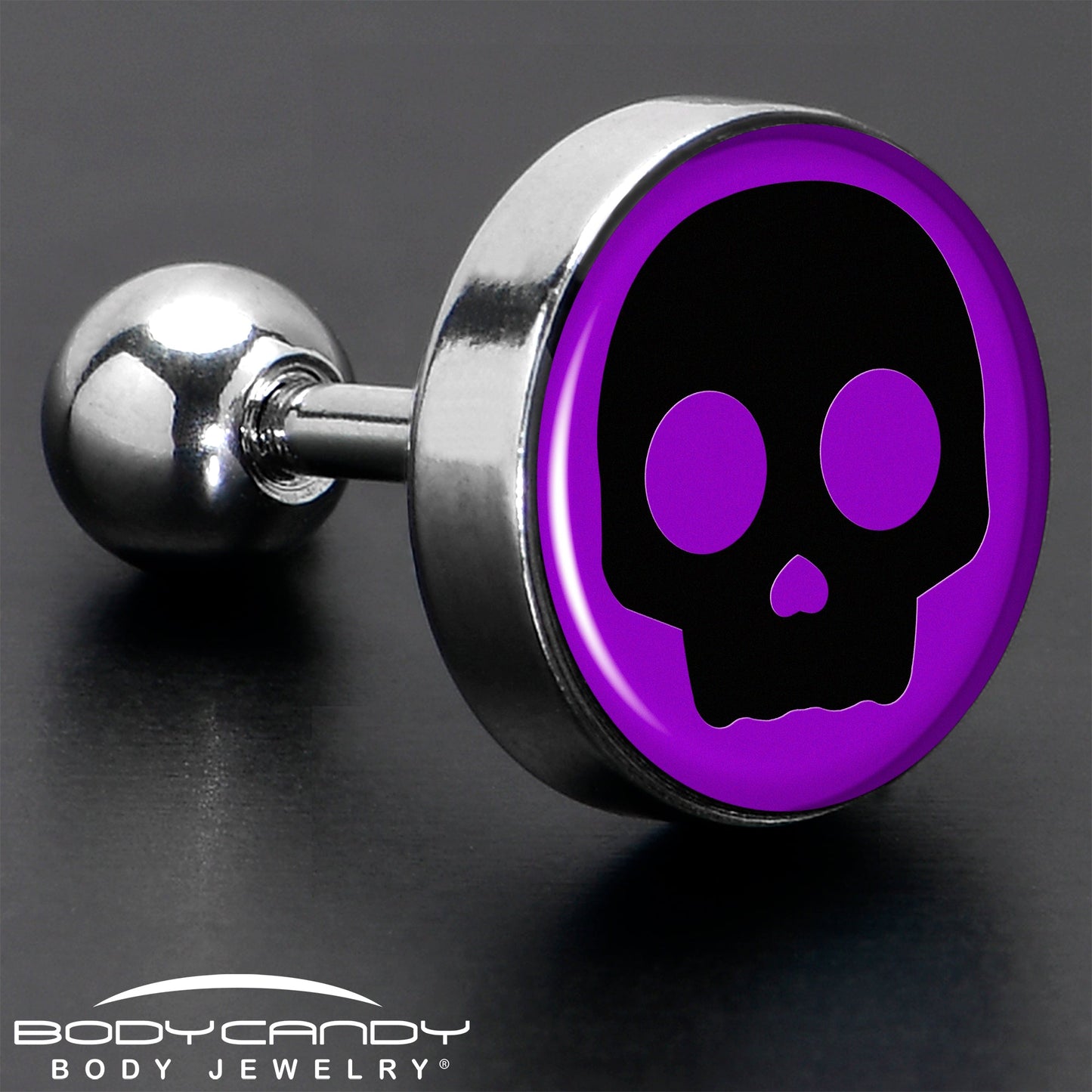 16G 1/4 Purple Black Simple Skull Tragus Cartilage Earring by Onyx O