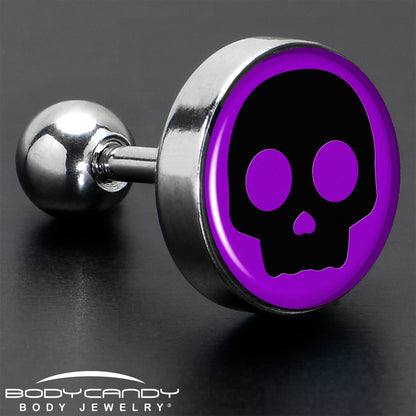 16G 1/4 Purple Black Simple Skull Tragus Cartilage Earring by Onyx O