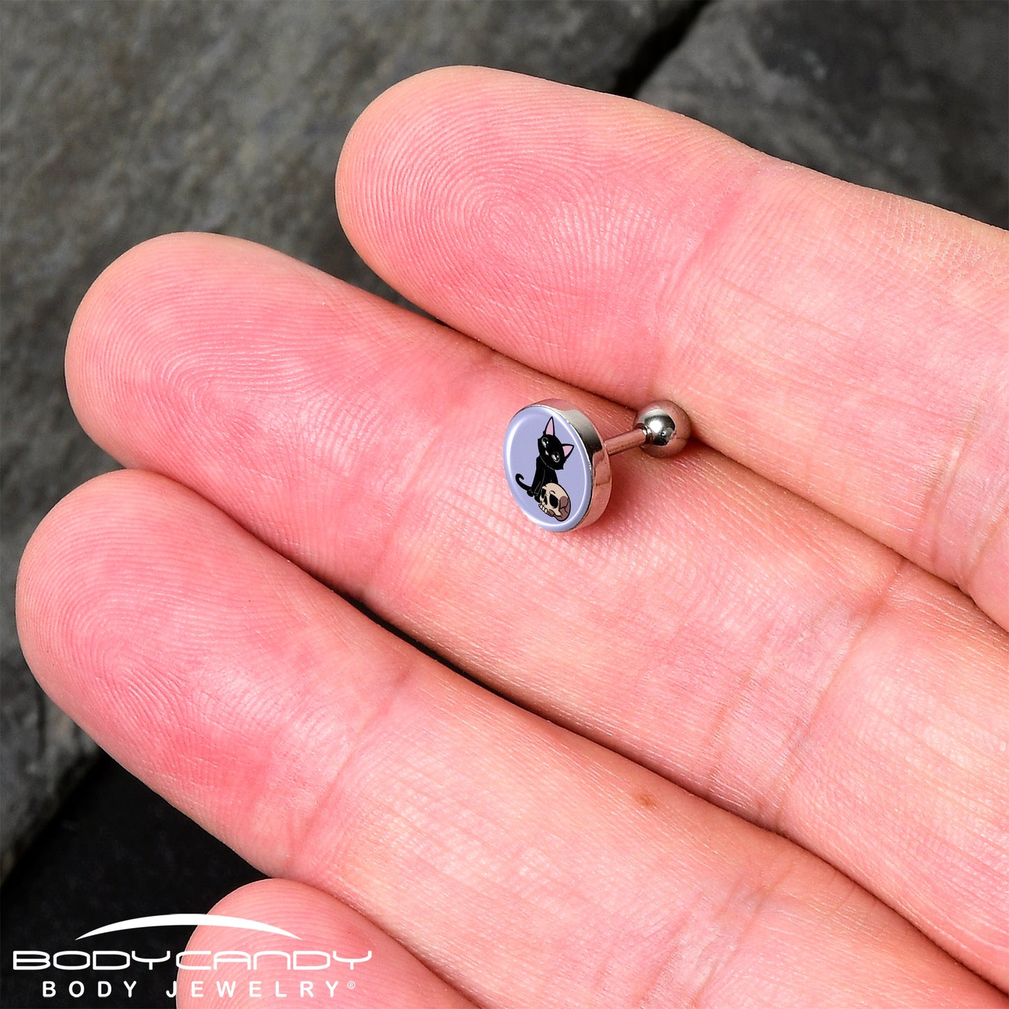 16G 1/4 Skull Cat Tragus Cartilage Earring by Onyx O