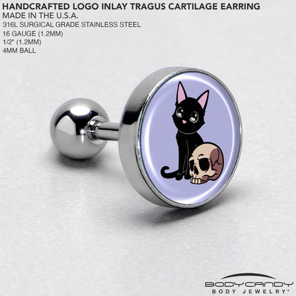 16G 1/4 Skull Cat Tragus Cartilage Earring by Onyx O