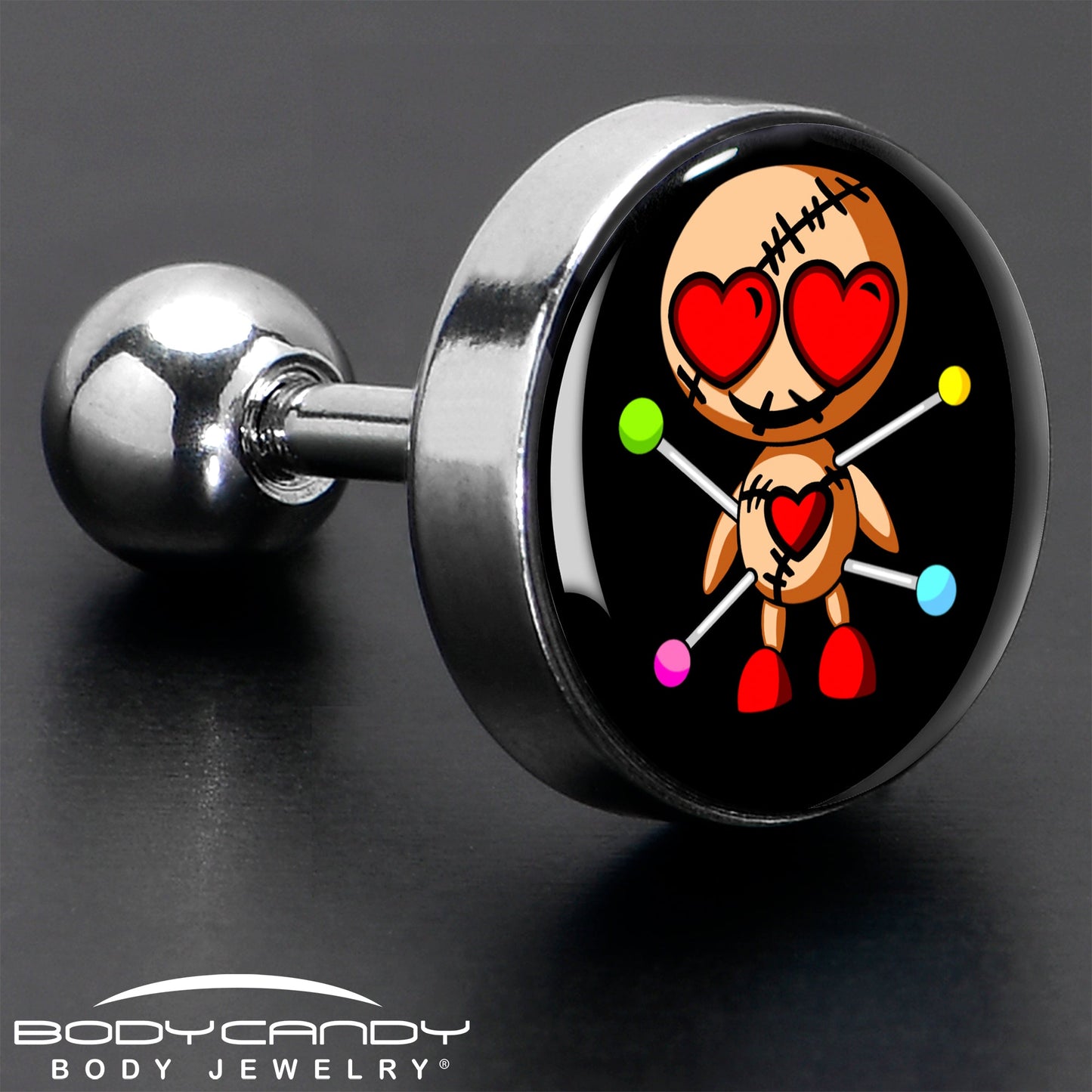 16G Valentine Heart Voodoo Doll Tragus Cartilage Earring