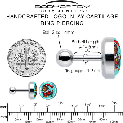 Christmas Holiday Weiner Dog Tragus Cartilage Earring by Onyx O