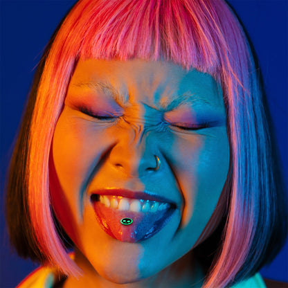 Glow in the Dark Black Anodized Simple Skull Barbell Tongue Ring by Onyx O