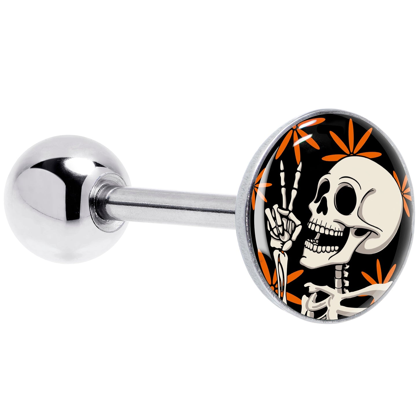 Peace Sign Skeleton Barbell Tongue Ring by Onyx O
