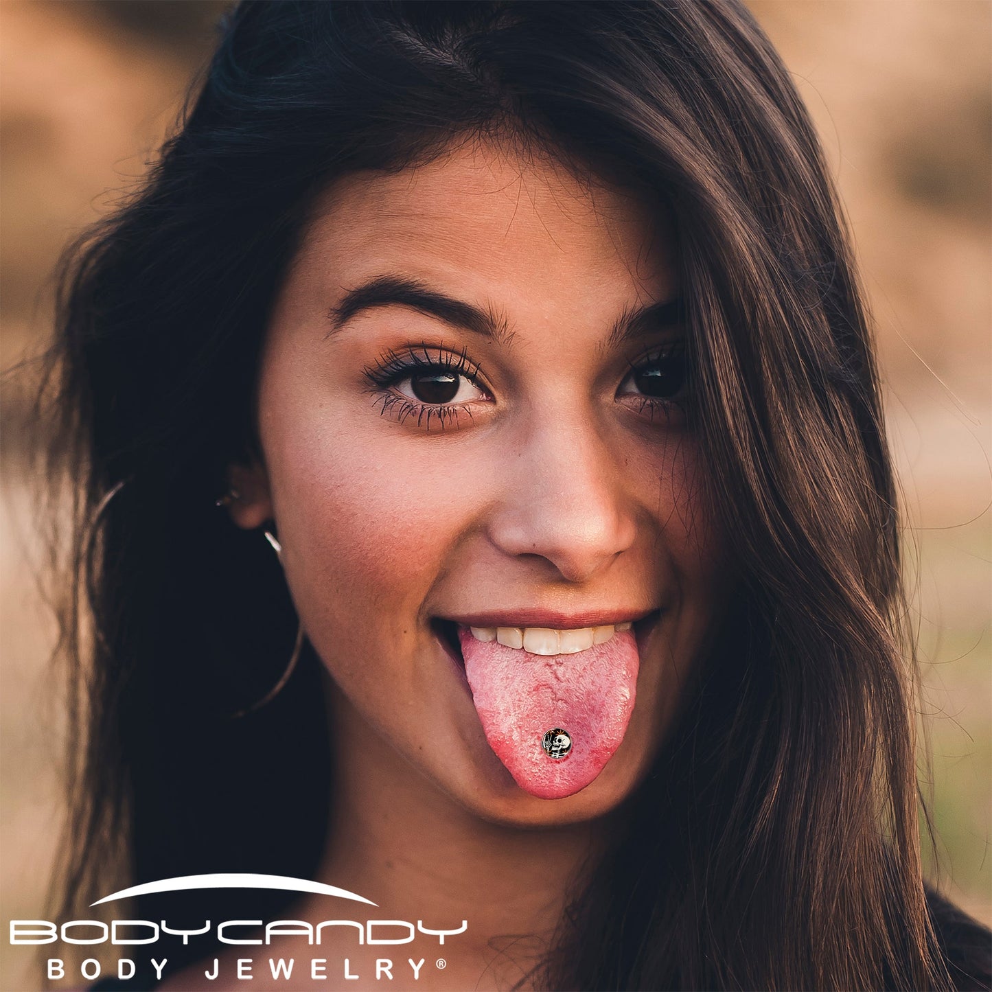 Peace Sign Skeleton Barbell Tongue Ring by Onyx O