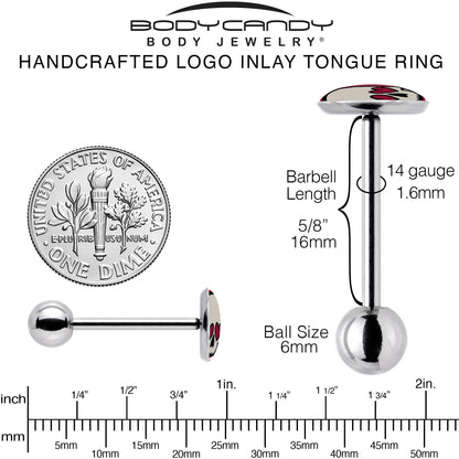 Valentine Heart Skull Barbell Tongue Ring