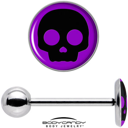 Purple Black Simple Skull Barbell Tongue Ring by Onyx O
