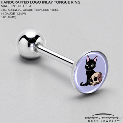 Skull Cat Barbell Tongue Ring by Onyx O