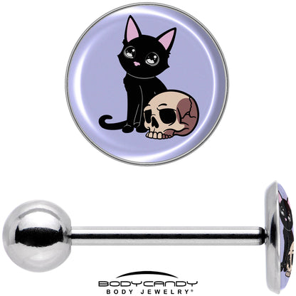 Skull Cat Barbell Tongue Ring by Onyx O
