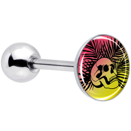 Red Haze Sunset Skull and Palms Barbell Tongue Ring by Onyx O