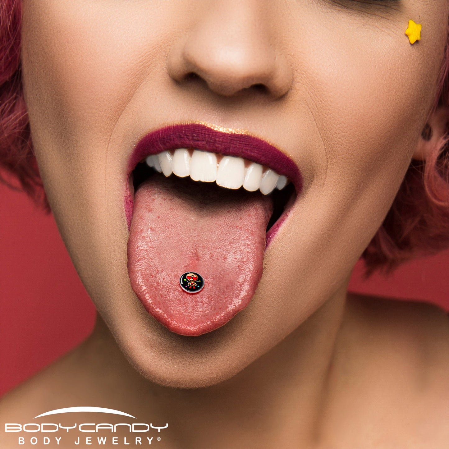 Valentine Heart Voodoo Doll Barbell Tongue Ring