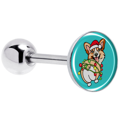 Christmas Holiday Lights Corgi Dog Barbell Tongue Ring by Onyx O