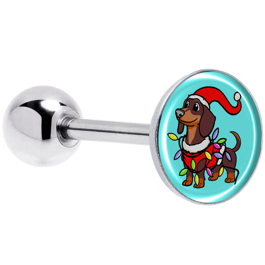 Christmas Holiday Weiner Dog Barbell Tongue Ring by Onyx O