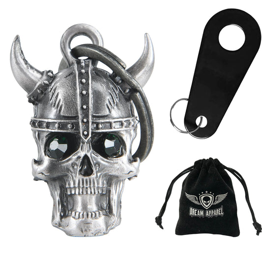 Viking Helmet Skull Green Stone Eyes Motorcycle Bell