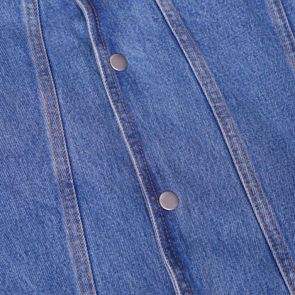 Men's Blue Denim Motorcycle Vest with Lace & Pockets