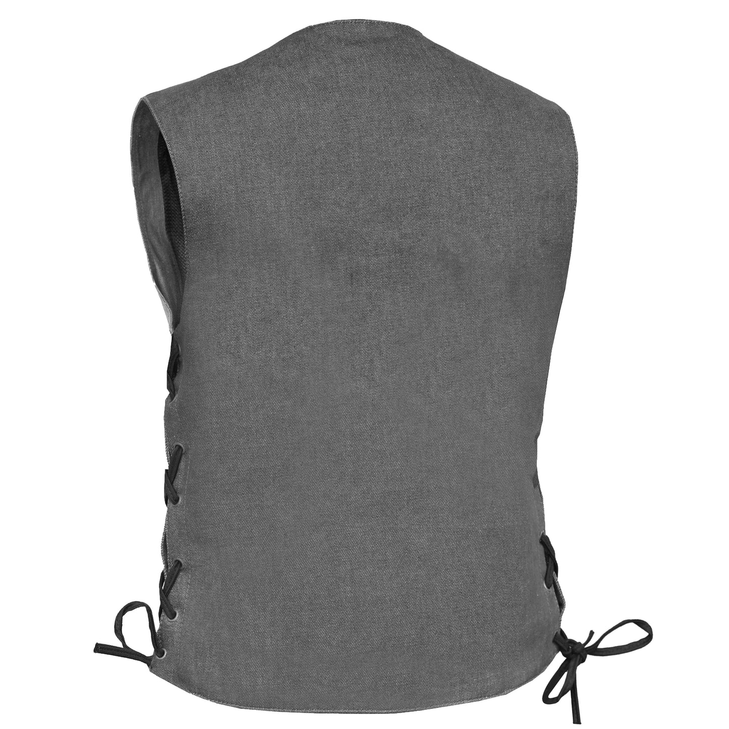 Women's Rough Rub-Off Raw Finish Broken Gray Denim Vest