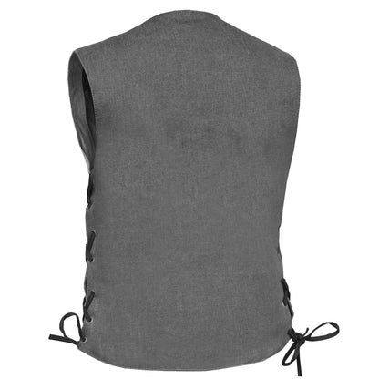Women's Rough Rub-Off Raw Finish Broken Gray Denim Vest