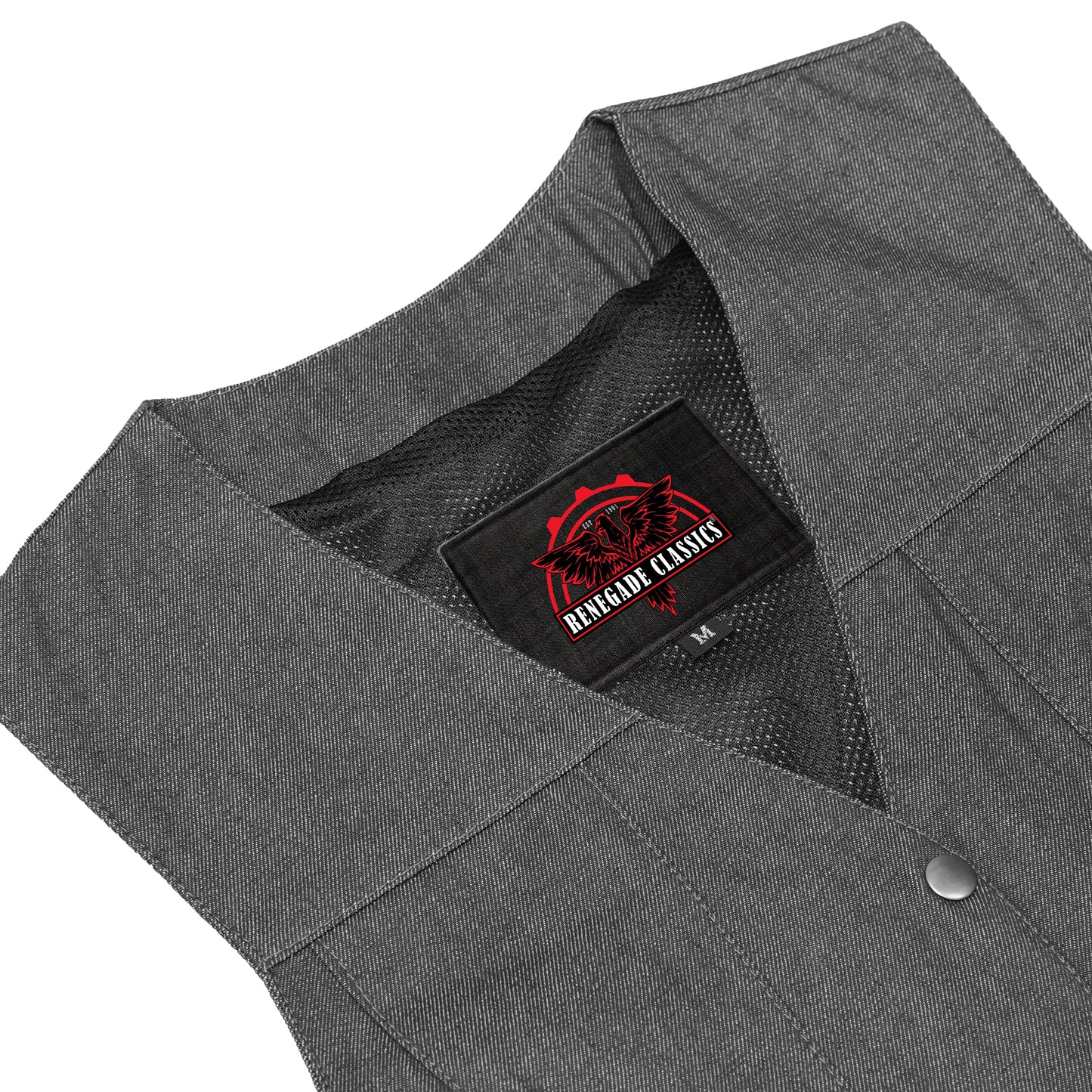 Women's Rough Rub-Off Raw Finish Broken Gray Denim Vest