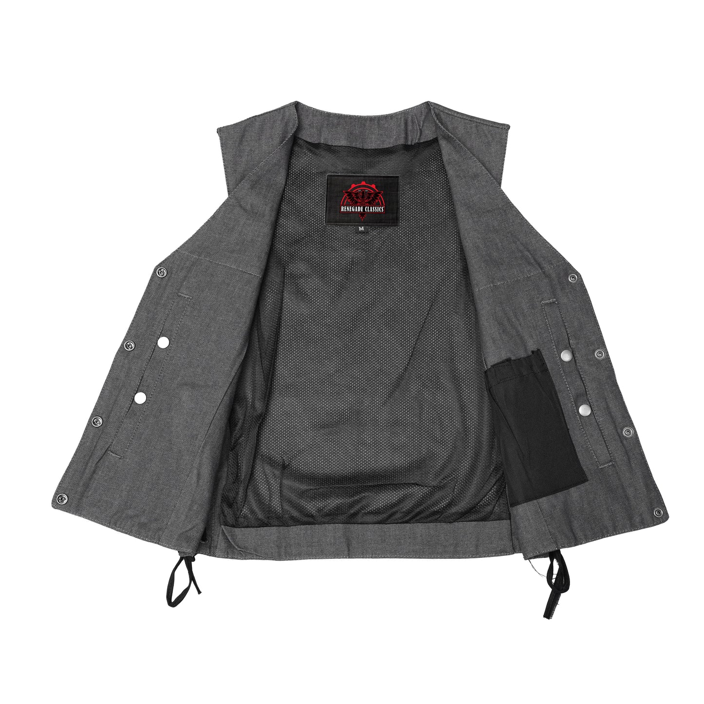 Women's Rough Rub-Off Raw Finish Broken Gray Denim Vest