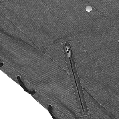 Women's Rough Rub-Off Raw Finish Broken Gray Denim Vest