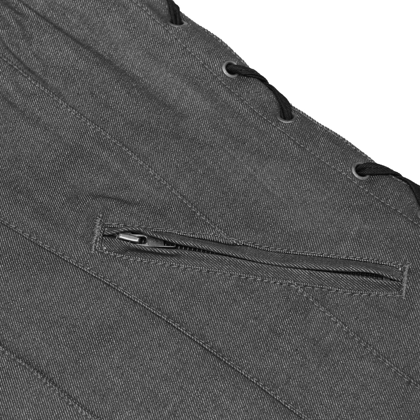 Women's Rough Rub-Off Raw Finish Broken Gray Denim Vest